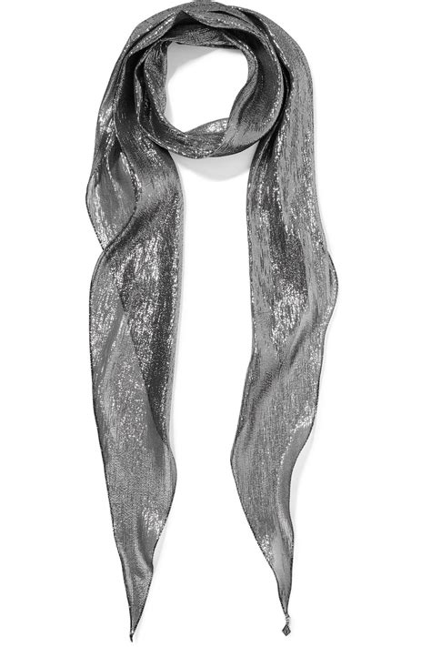 yves saint laurent silver scarf net a porter|yves saint laurent cashmere scarf.